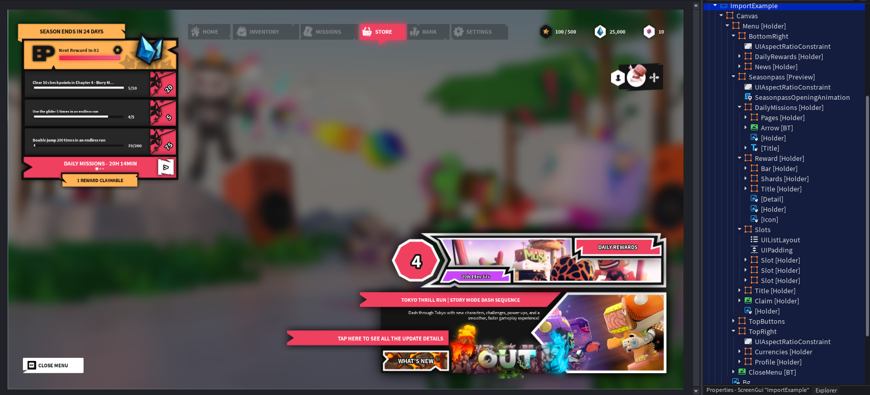 Gameplay HUD interface imported into Roblox Studio